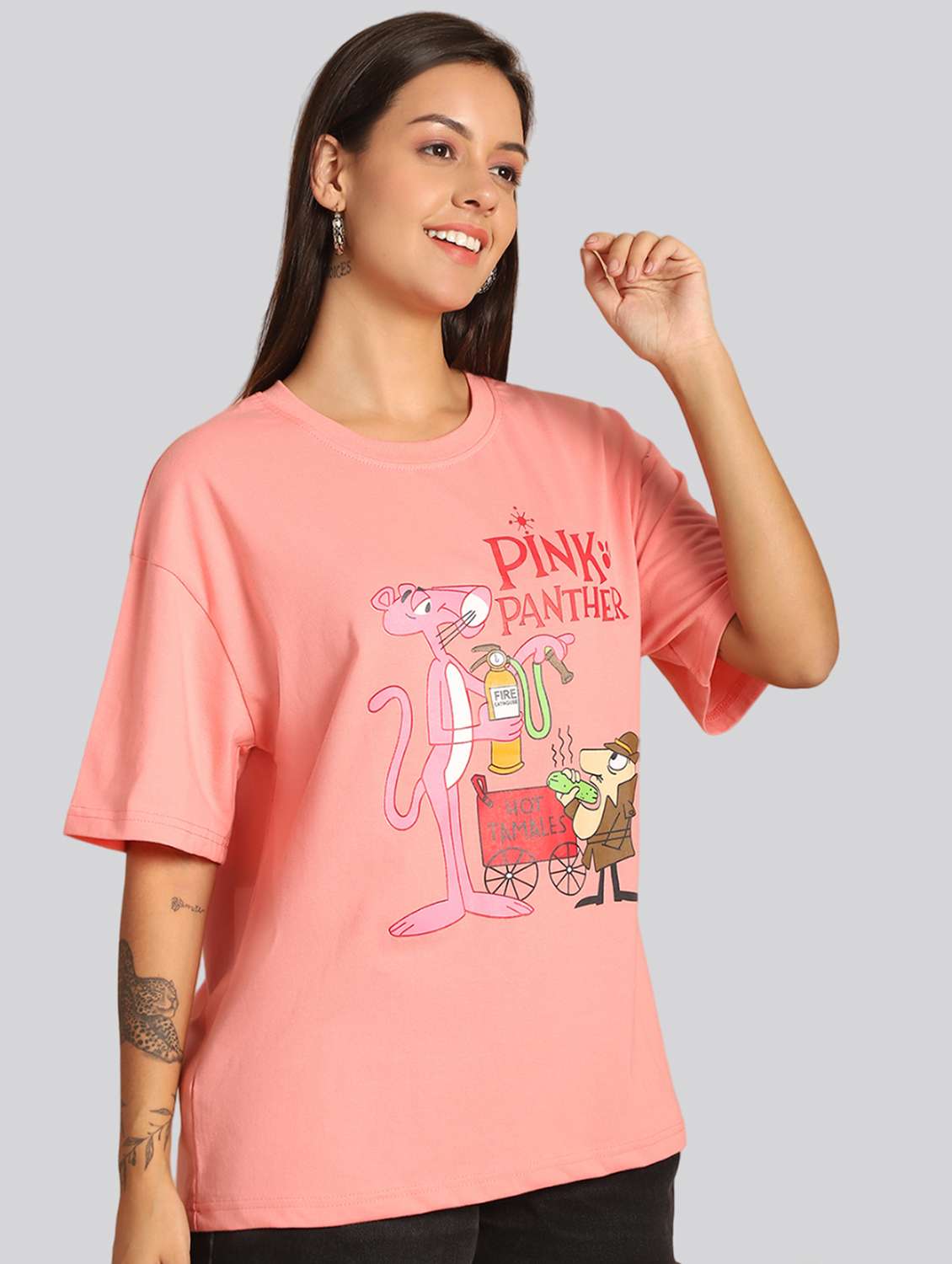 women printed short sleeves oversized t-shirt - 22563089 -  Standard Image - 2