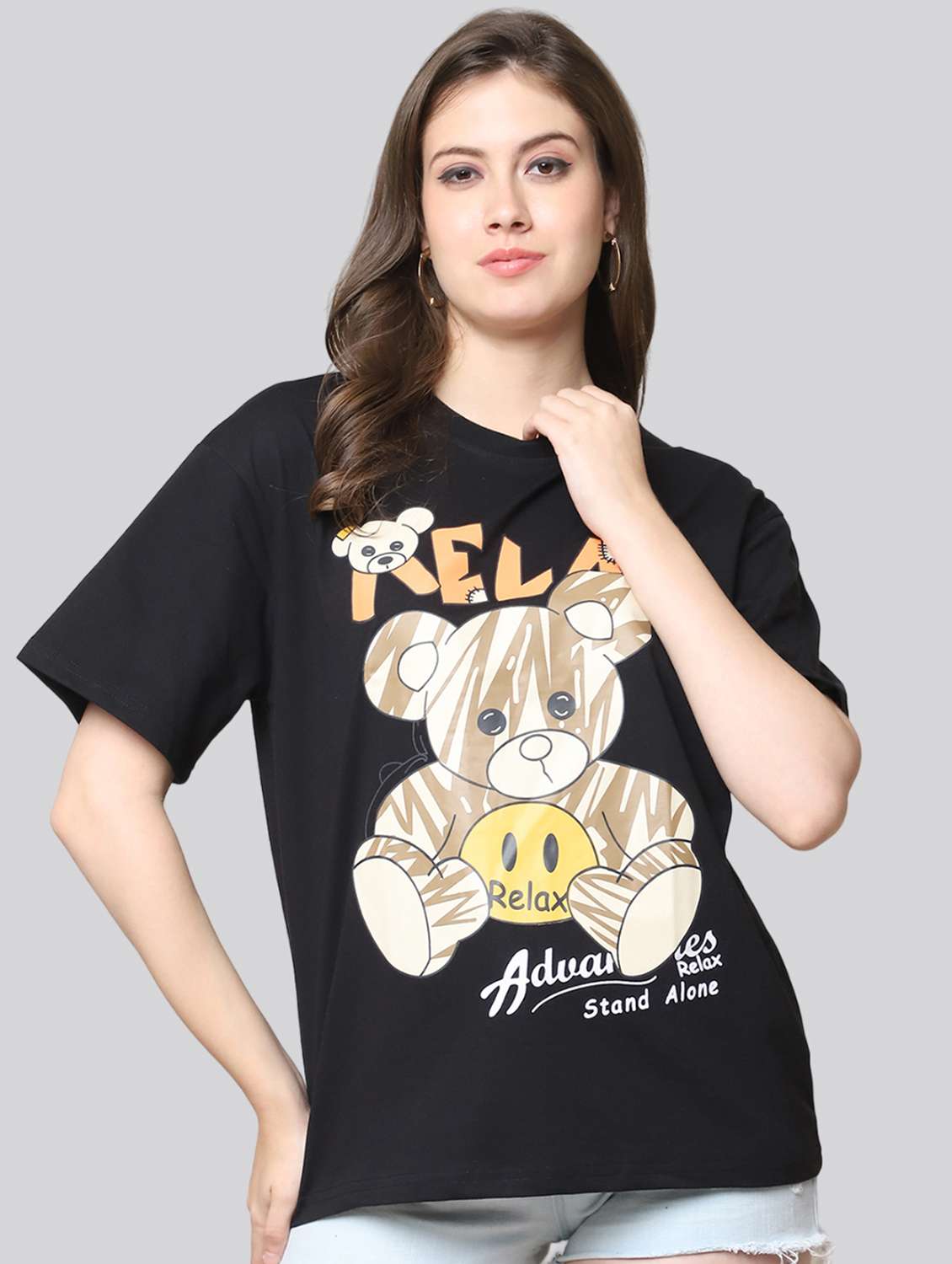 women printed short sleeves oversized t-shirt