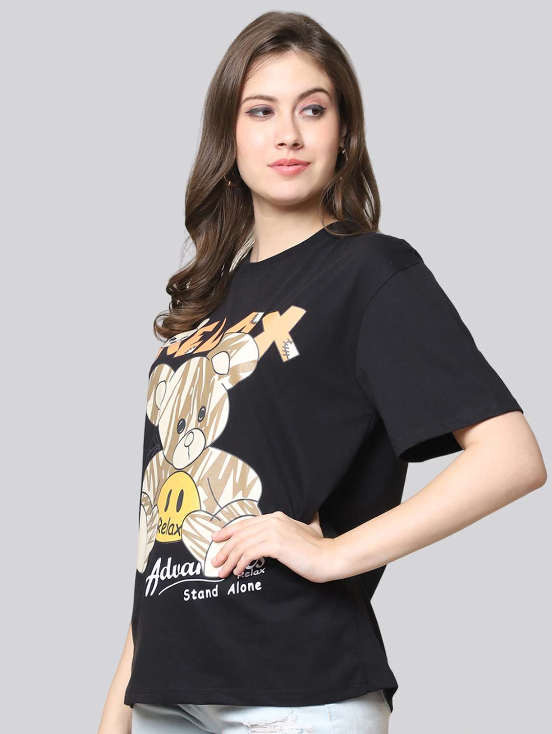 women printed short sleeves oversized t-shirt - 22563094 -  Standard Image - 2