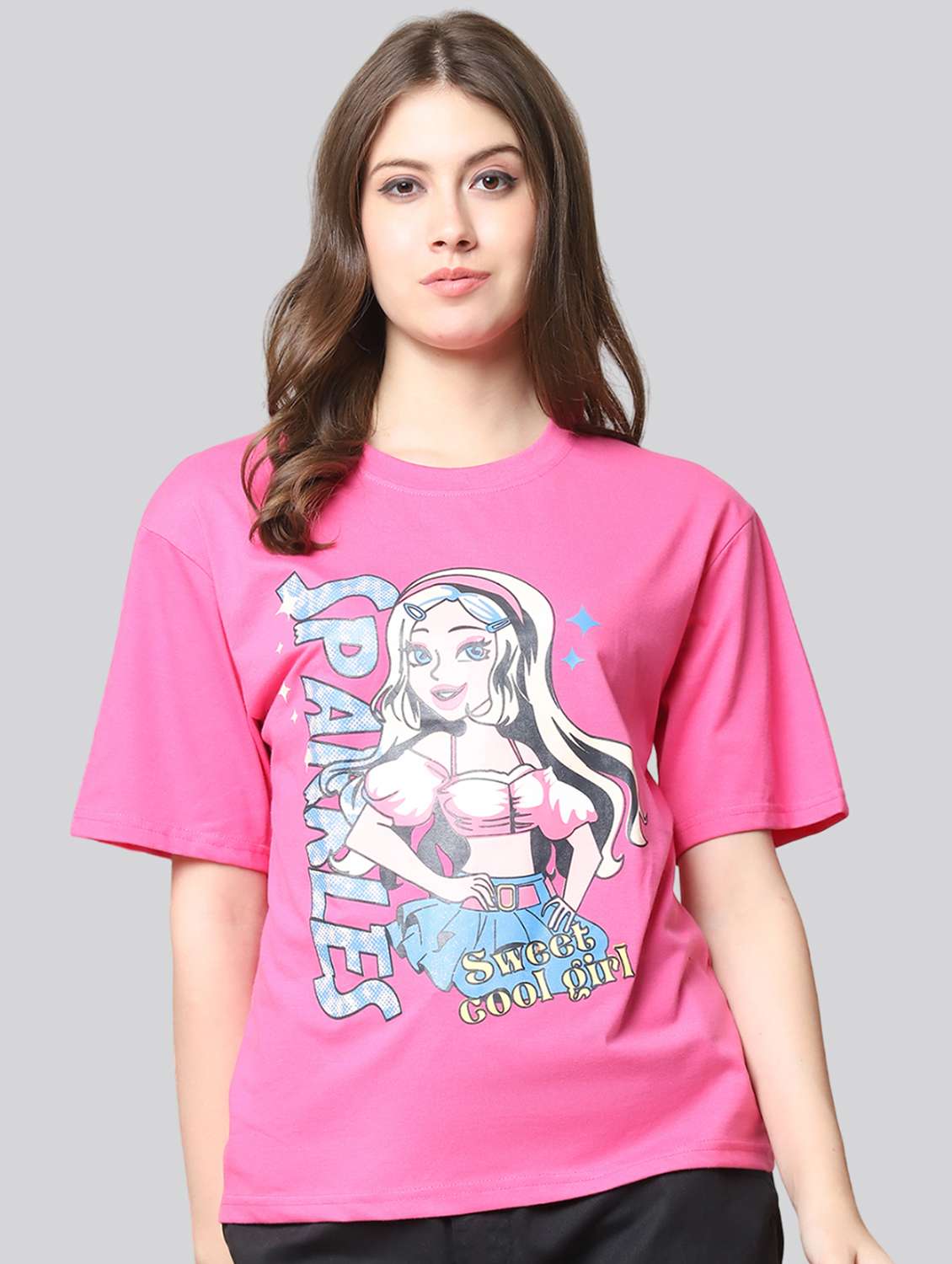 women printed short sleeves oversized t-shirt