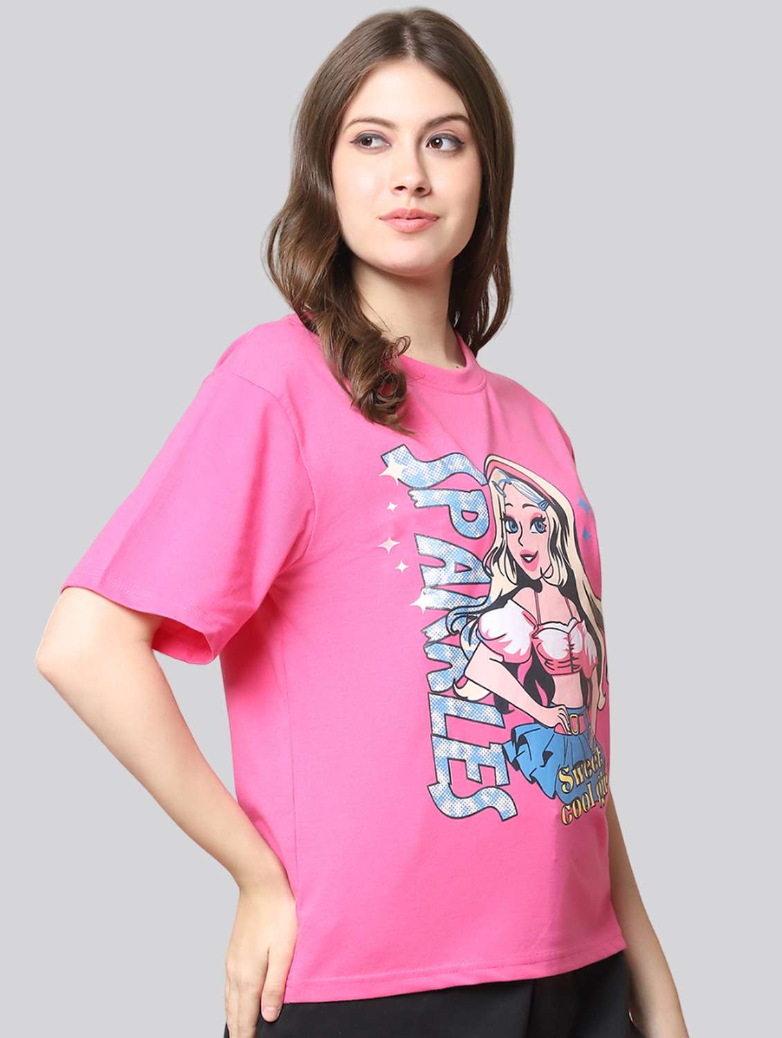 women printed short sleeves oversized t-shirt - 22563095 -  Standard Image - 2