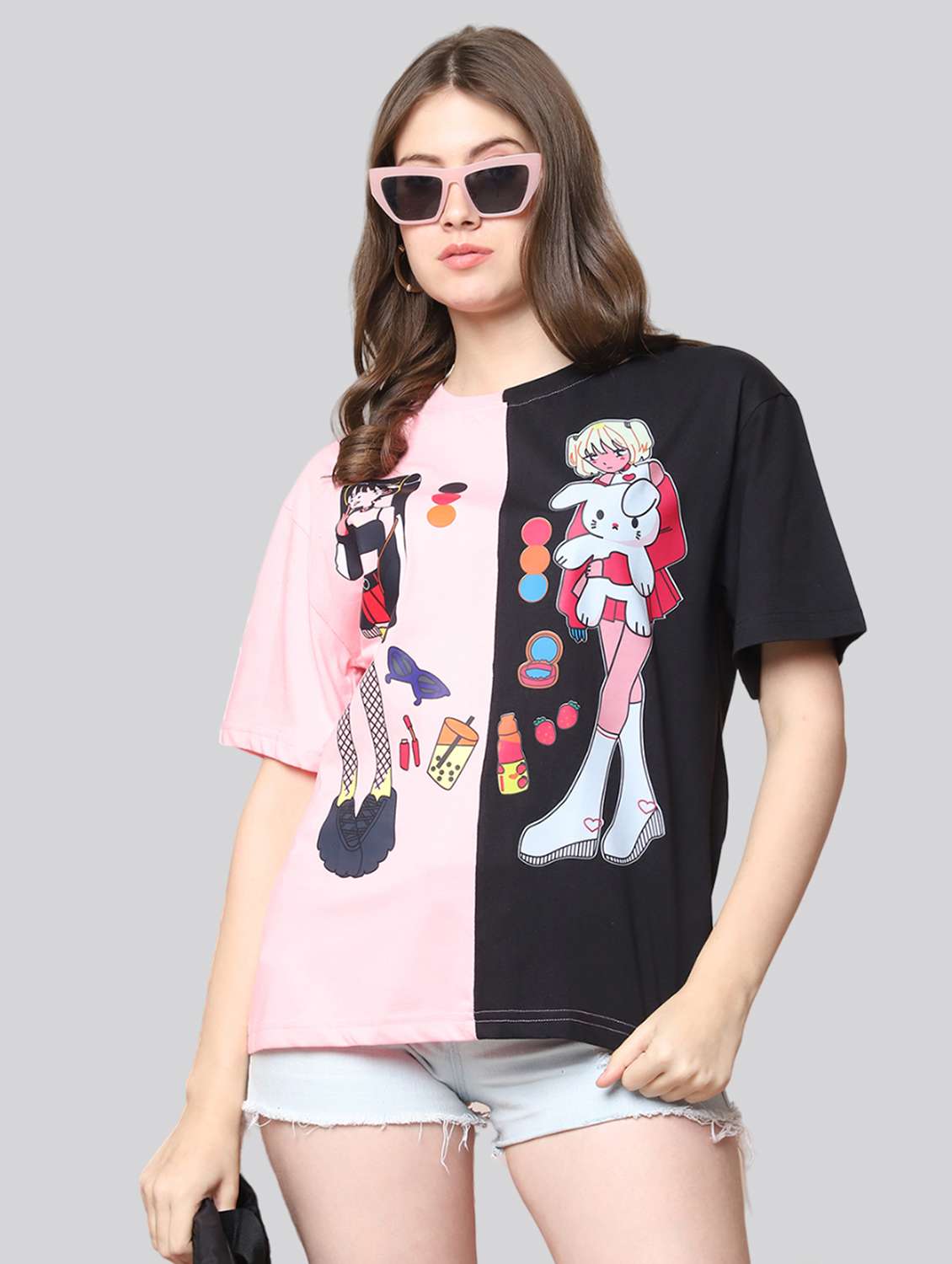 women printed short sleeves oversized t-shirt
