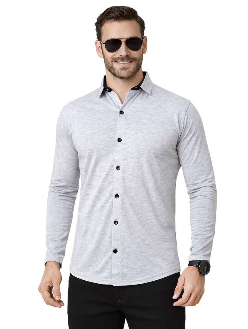 men melange long sleeve regular fit casual shirt