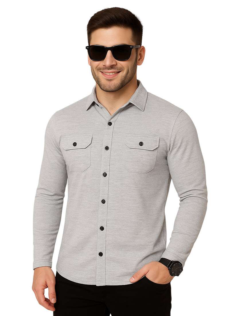 men melange long sleeve regular fit casual shirt