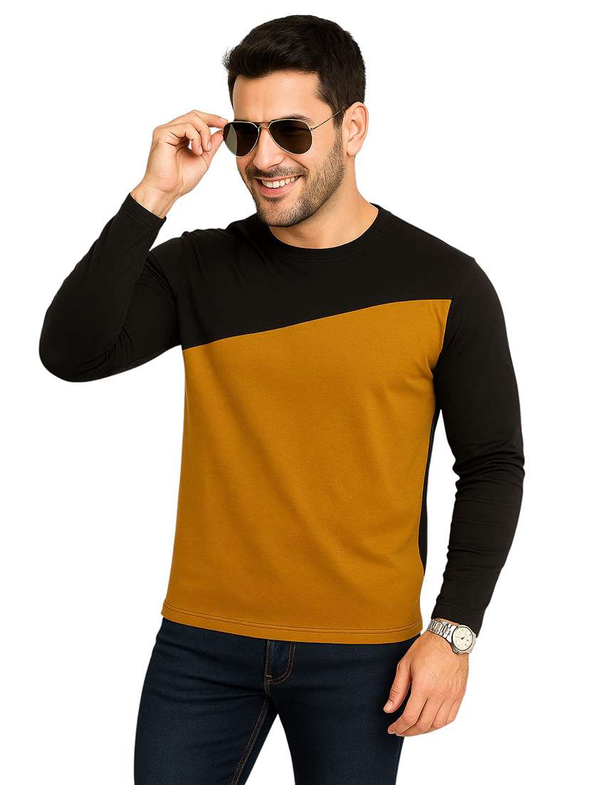 men color block long sleeve regular fit t-shirt