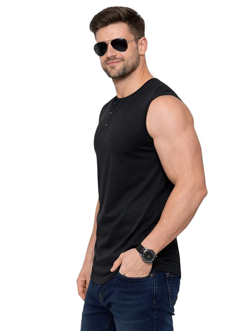 men solid sleeveless regular fit t-shirt - 22563316 -  Standard Image - 2