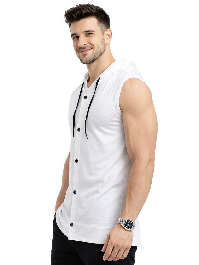 men solid sleeveless hooded t-shirt - 22563350 -  Standard Image - 2