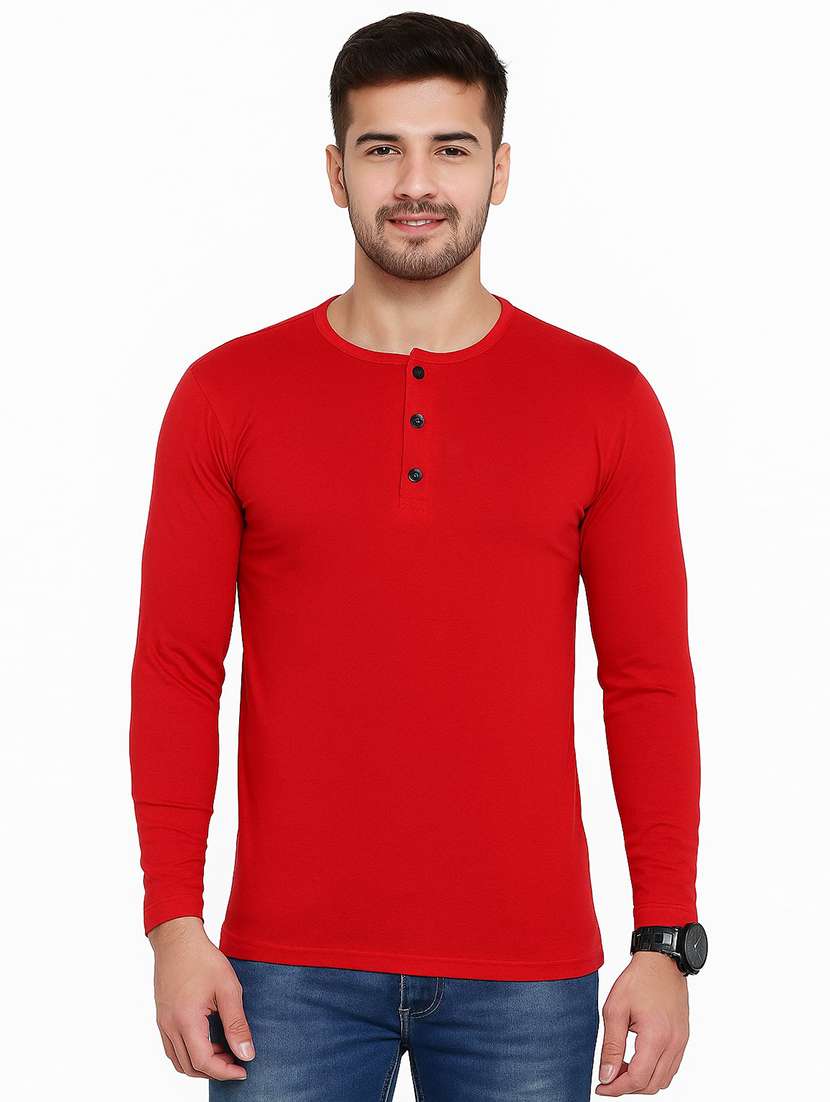 men solid long sleeves regular fit t-shirt