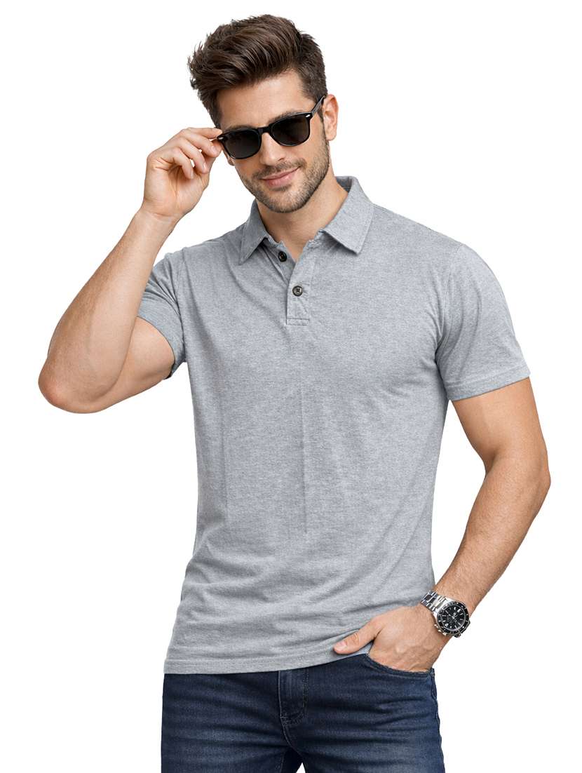 men solid short sleeves polo t-shirt