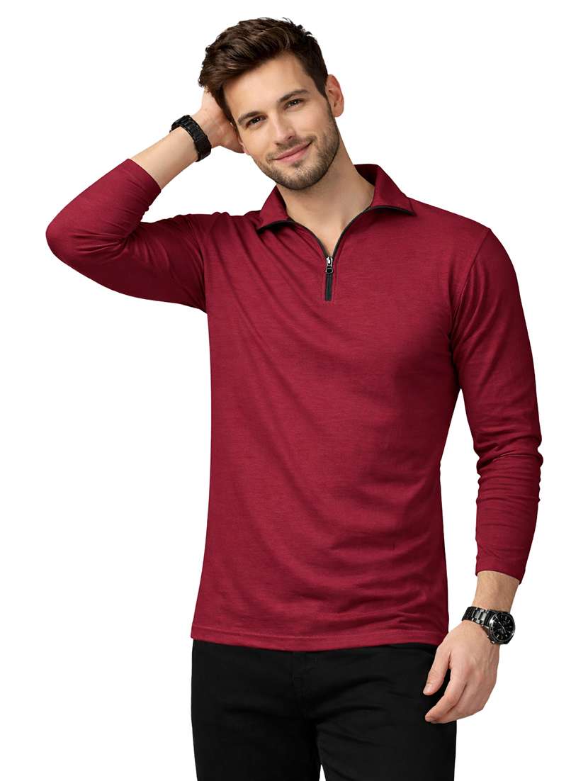 men solid long sleeve regular fit polo t-shirt