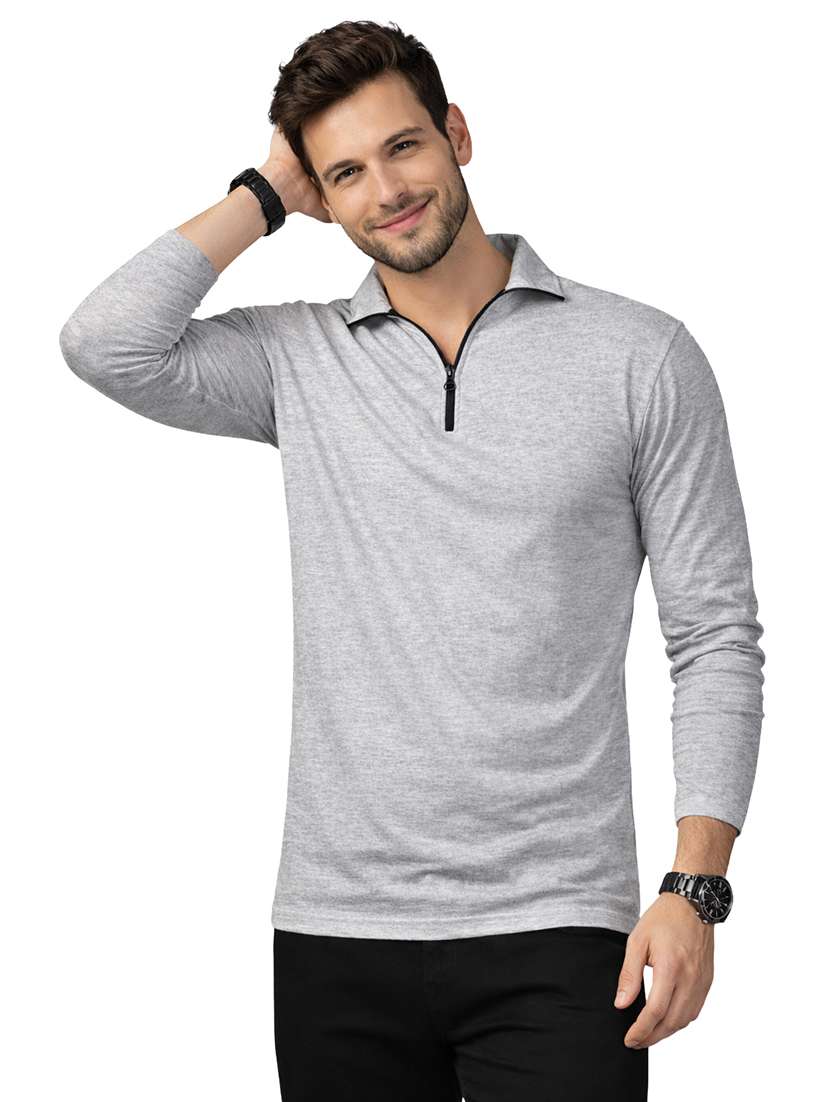 men solid long sleeve regular fit polo t-shirt