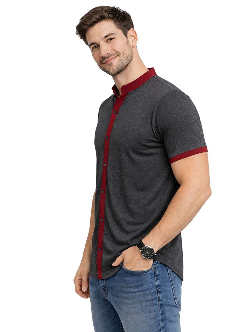 Men Solid Short Sleeve Regular Fit Casual Shirt - 22563557 -  Standard Image - 2