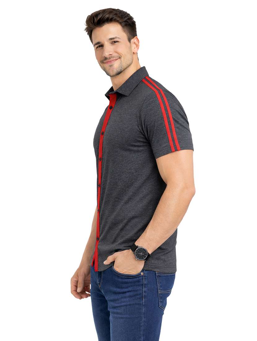 men tapered short sleeve regular fit casual shirt - 22563590 -  Standard Image - 2