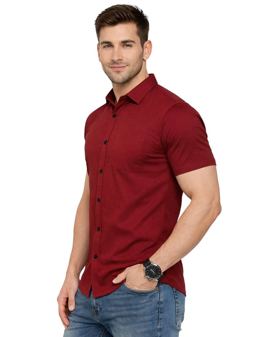 Men Solid Short Sleeve Regular Fit Casual Shirt - 22563639 -  Standard Image - 2