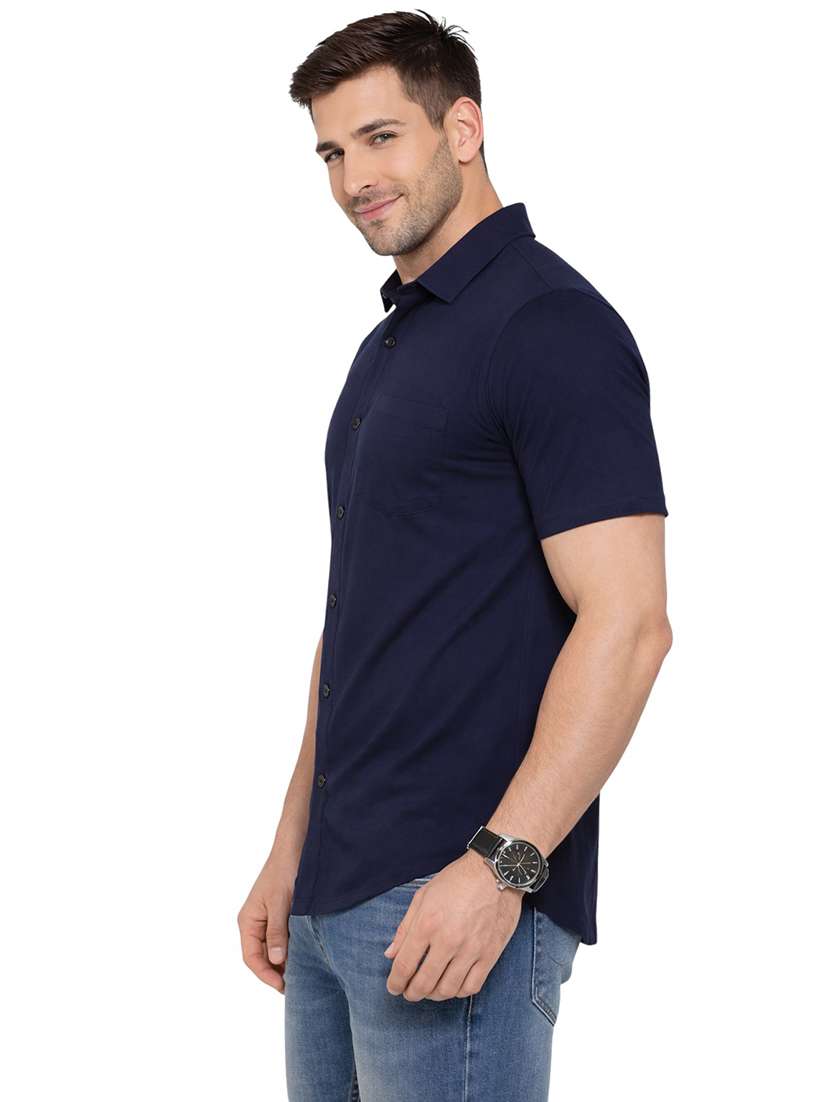 Men Solid Short Sleeve Regular Fit Casual Shirt - 22563641 -  Standard Image - 2