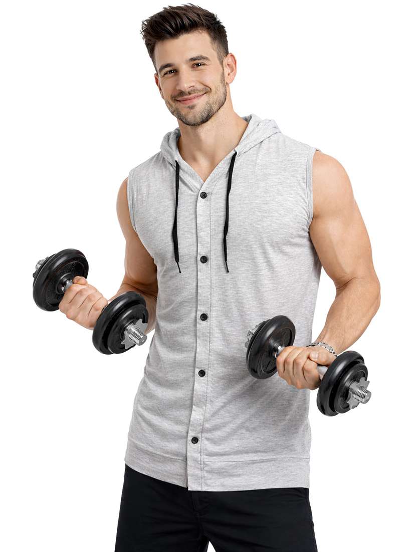 men melange sleeveless regular fit t-shirt