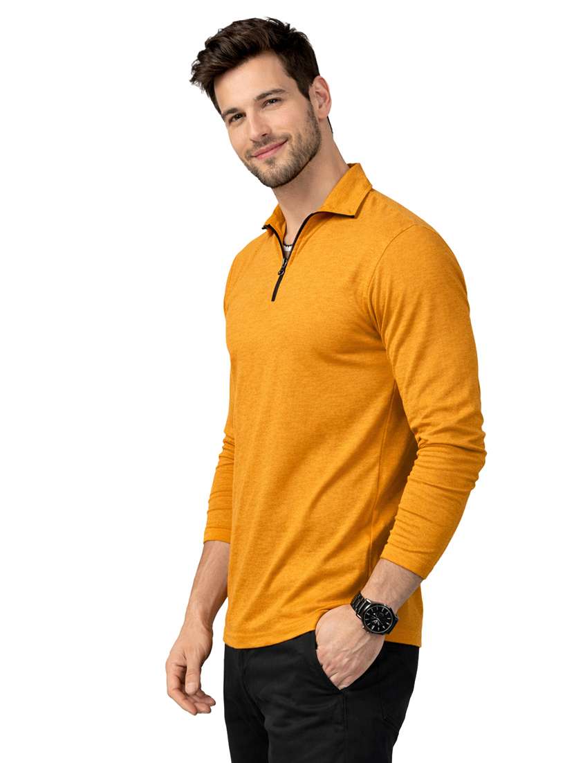 Men Solid Long Sleeve Regular Fit Polo T-shirt - 22563787 -  Standard Image - 2
