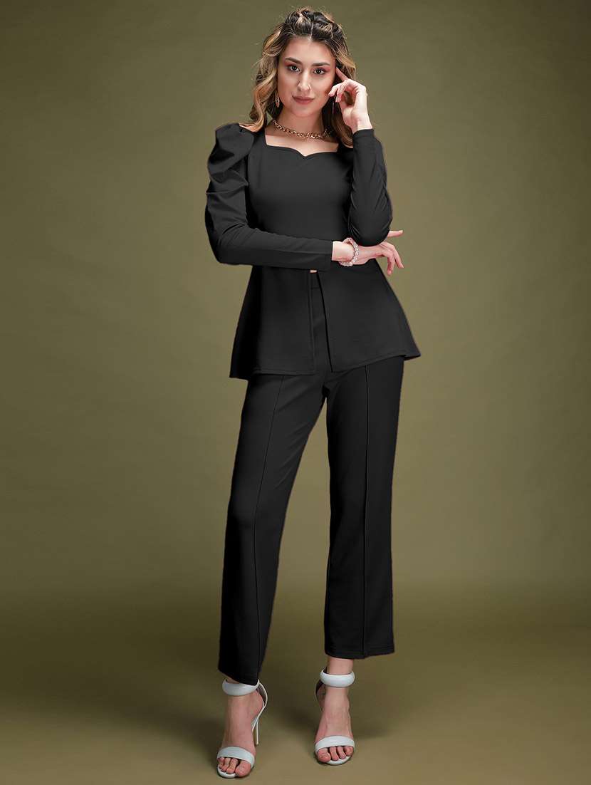 black lycra top and trouser set coord - 22563817 -  Standard Image - 2