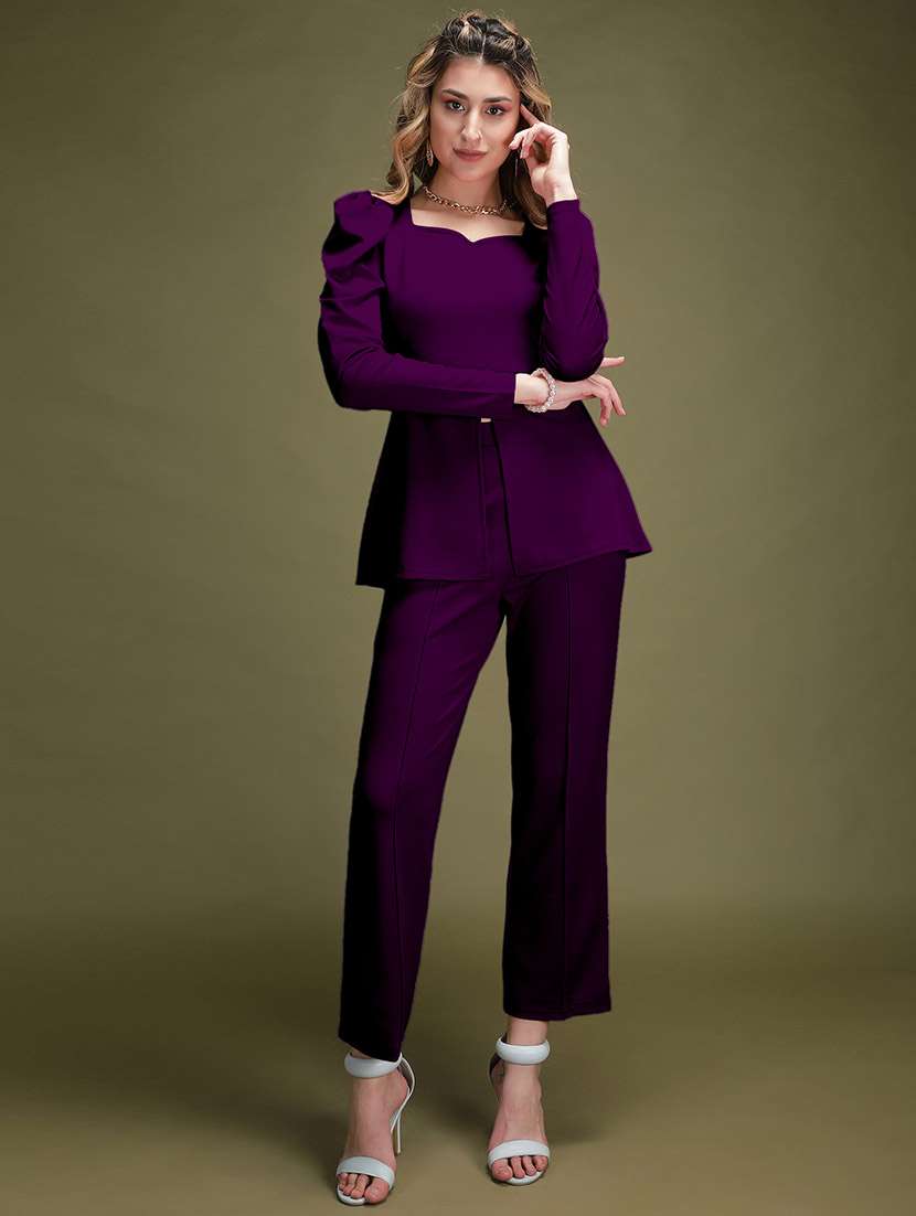 purple lycra top and trouser set coord - 22563820 -  Standard Image - 2
