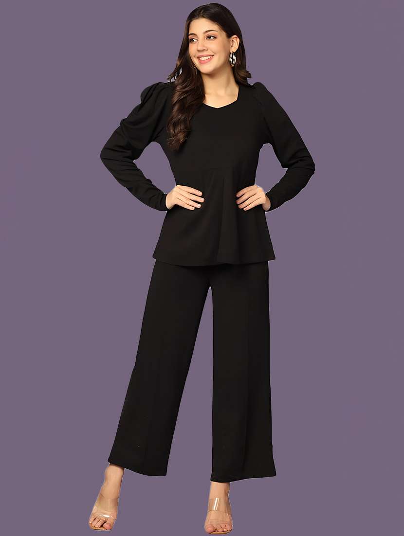 black polyester top and trouser set coord - 22564768 -  Standard Image - 2