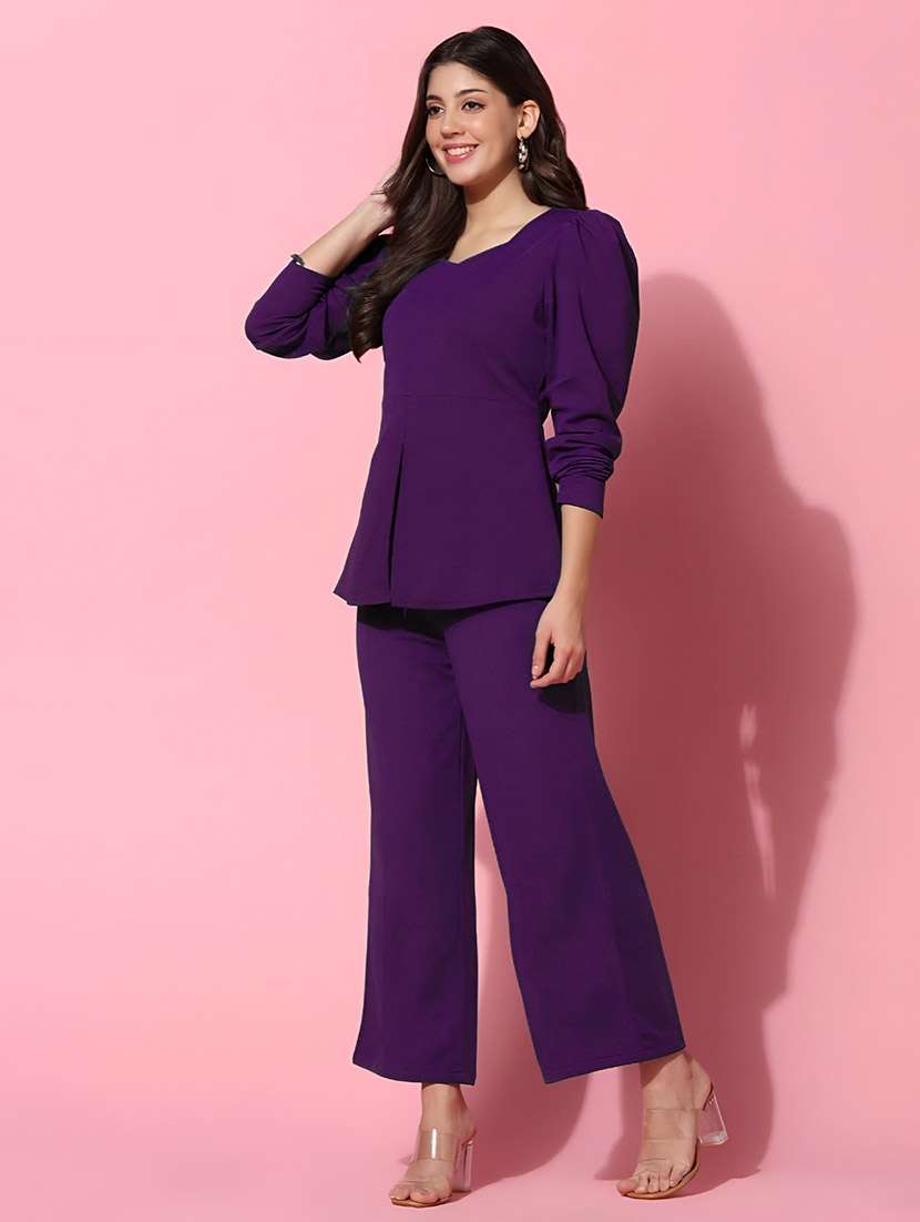 purple polyester top and trouser set coord - 22564772 -  Standard Image - 2