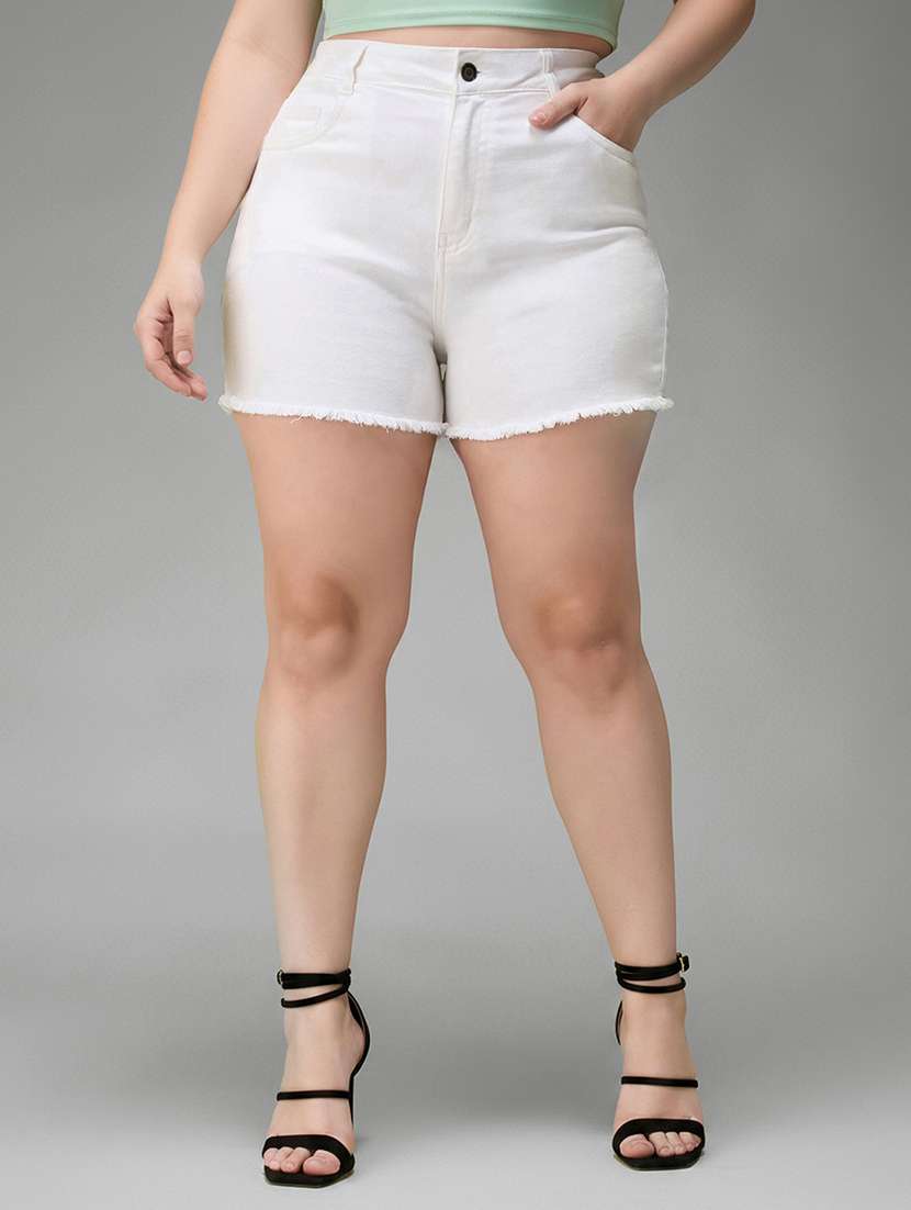 white denim  shorts