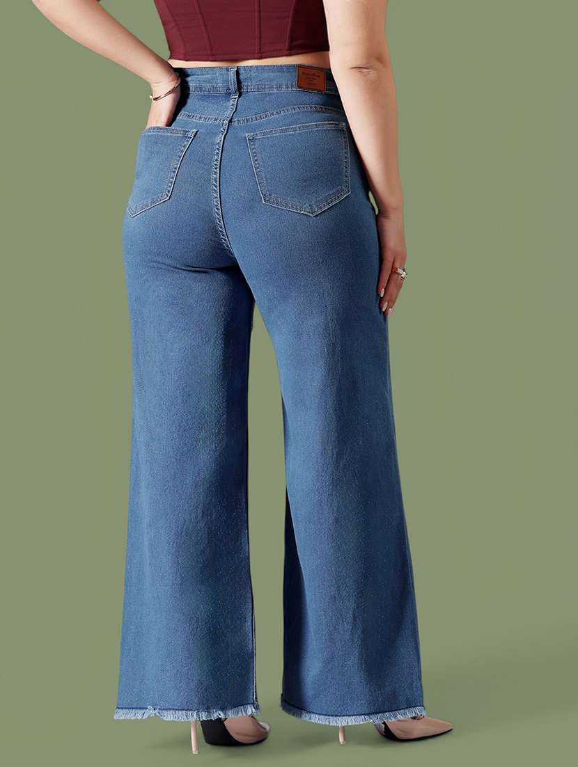 women solid high rise wide leg jeans - 22564879 -  Standard Image - 2