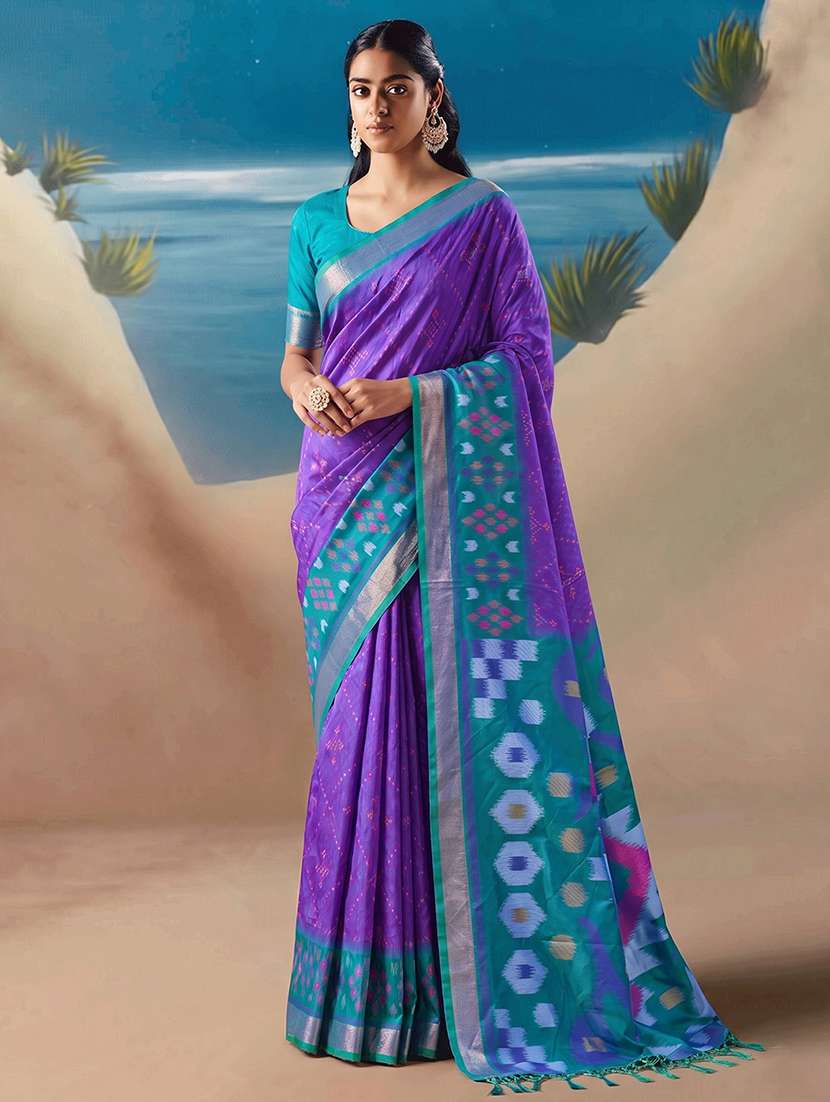 women self design pochampalli saree with blouse