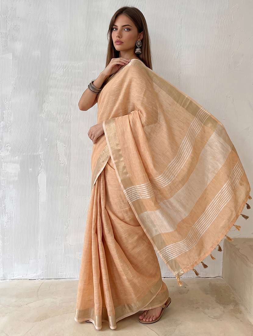 women solid with bordered saree with blouse - 22564991 -  Standard Image - 2