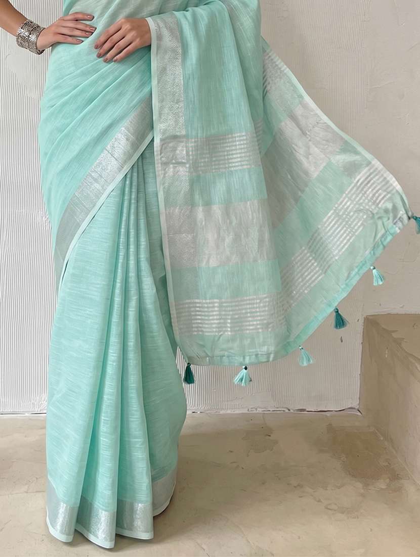 women solid with bordered saree with blouse - 22564994 -  Standard Image - 2