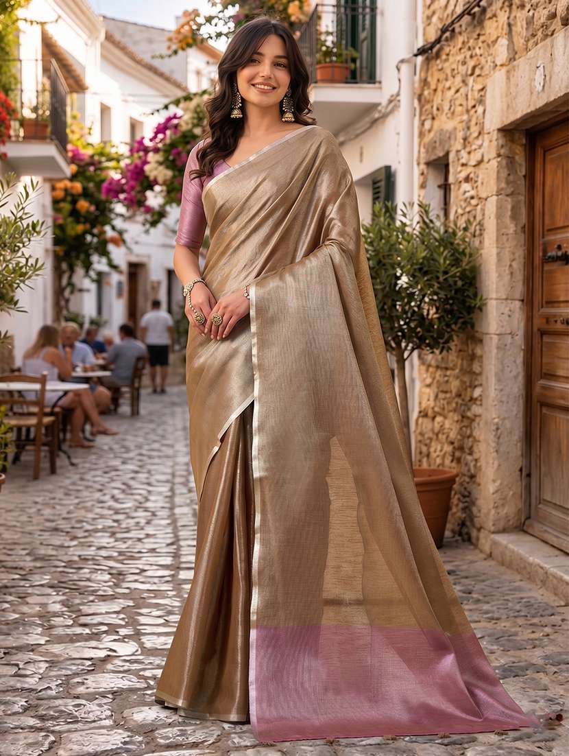women solid plain saree with blouse