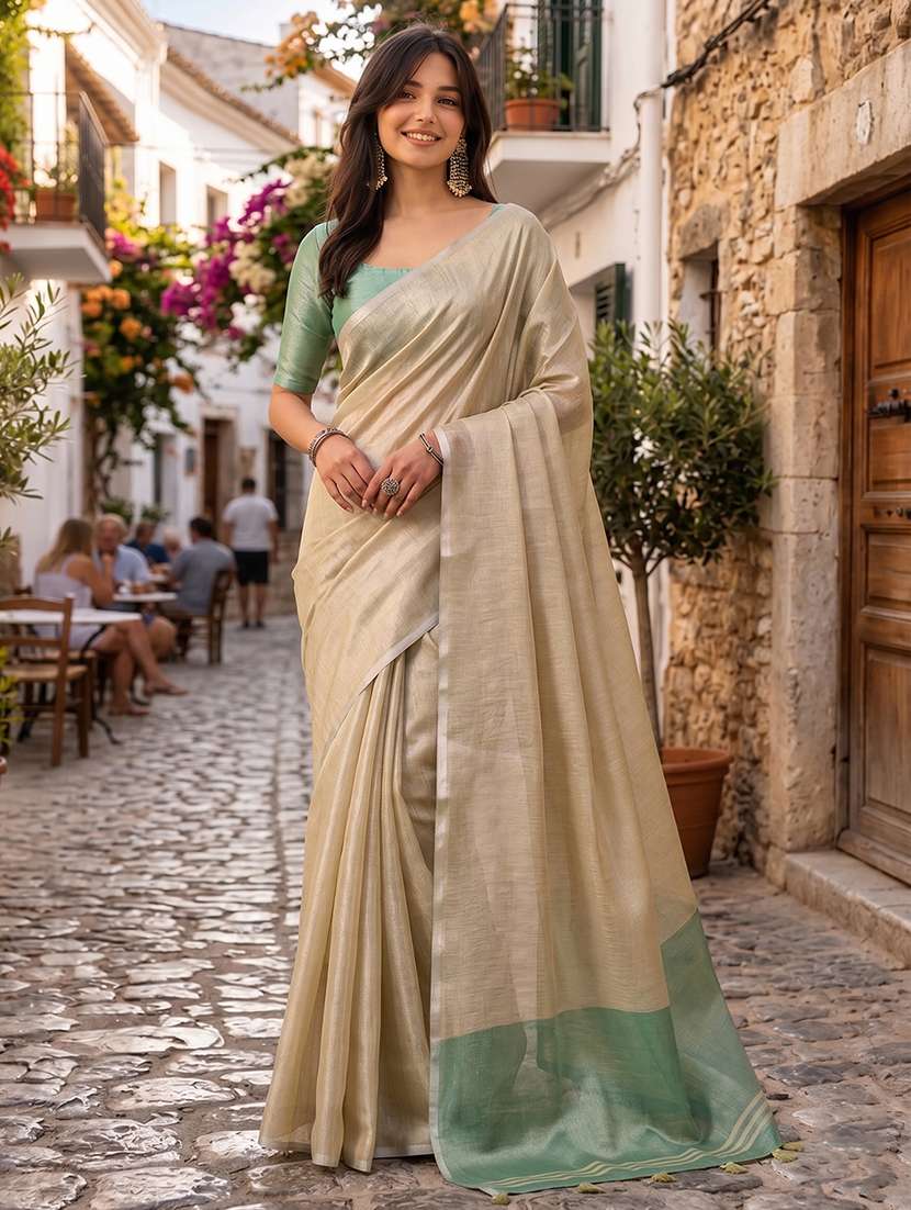 women solid plain saree with blouse