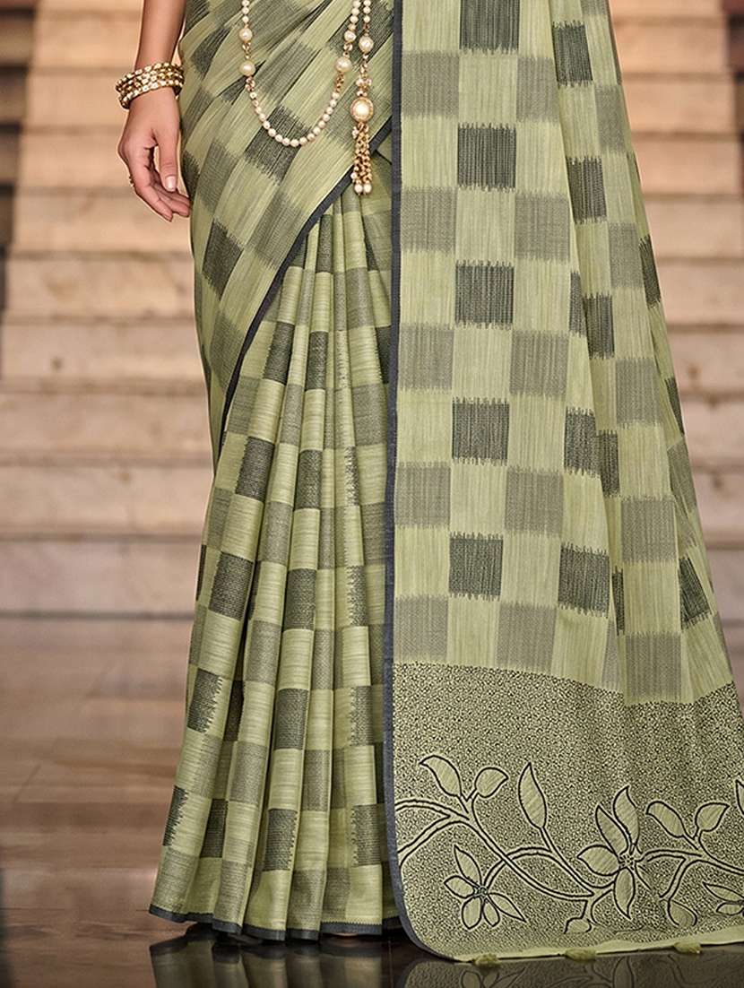 women checkered casual wear saree with blouse - 22565067 -  Standard Image - 2