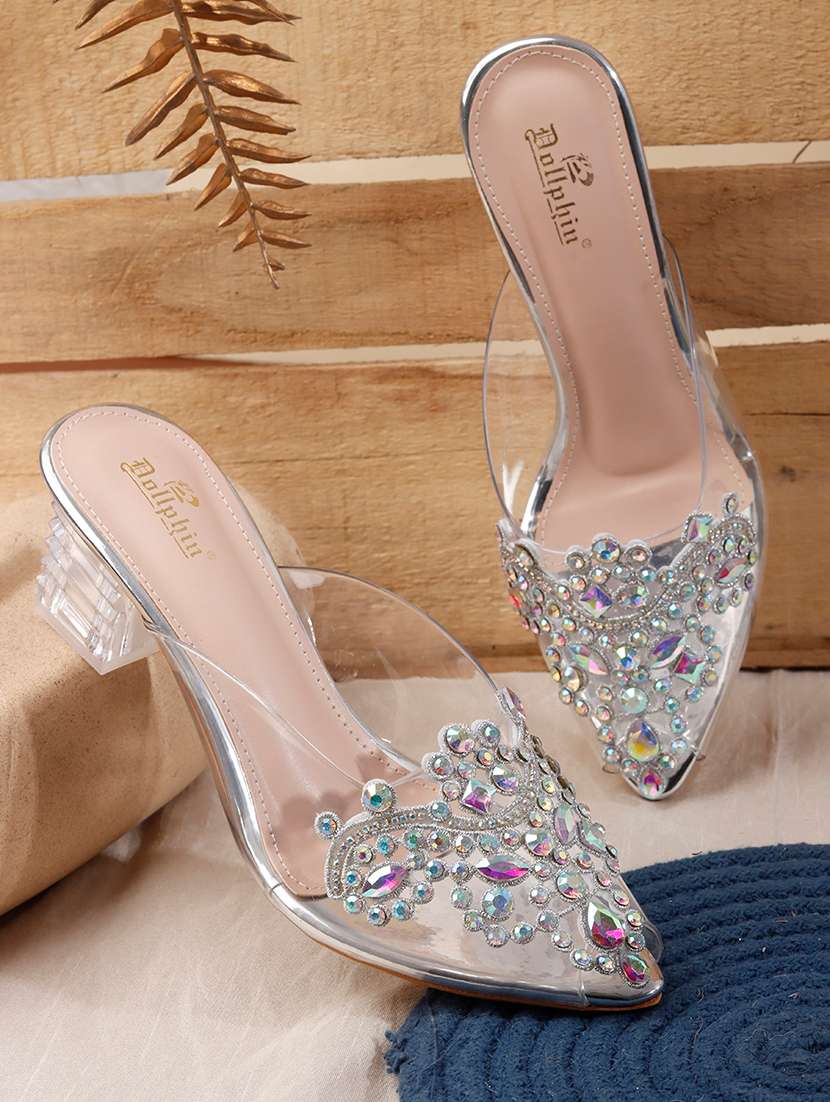 women embellished slip on sandal