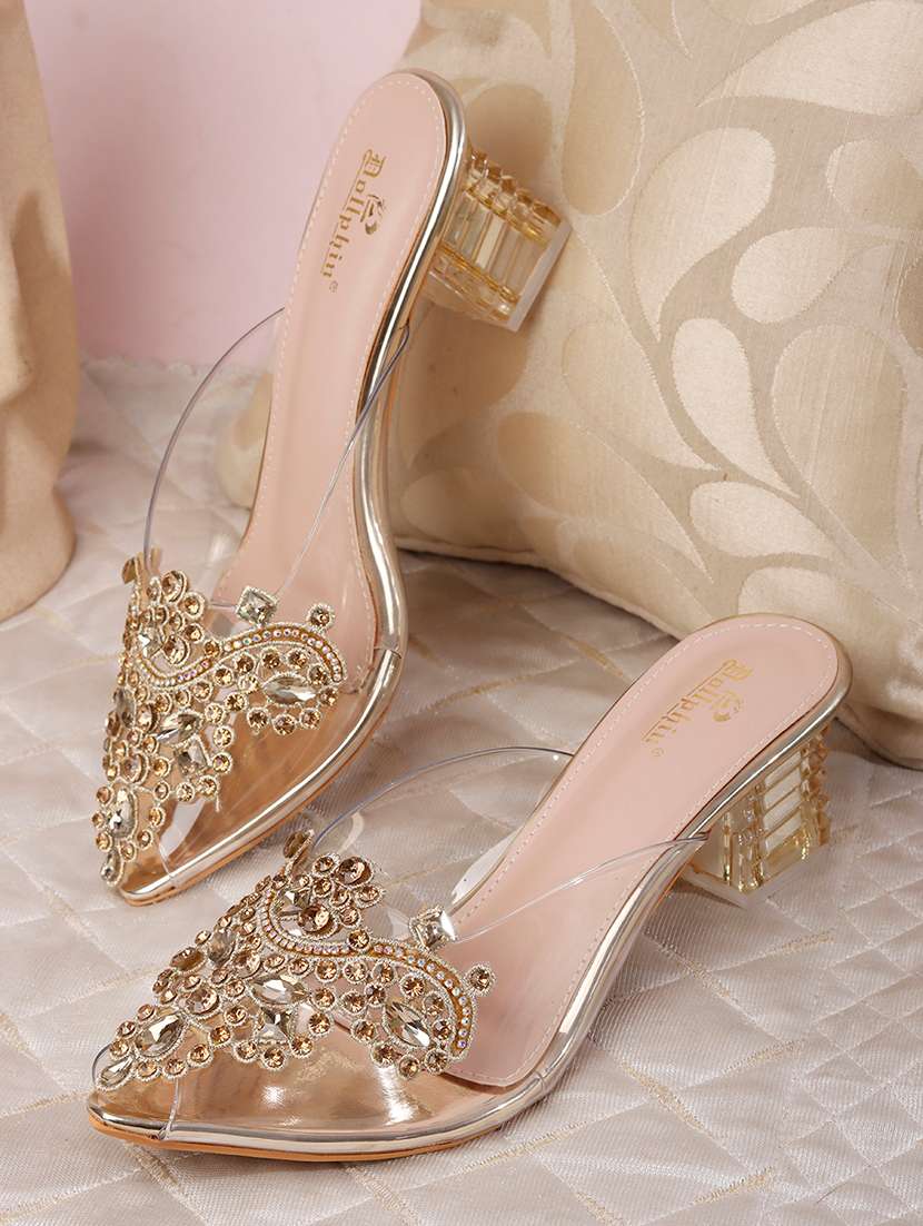 women embellished slip on sandal