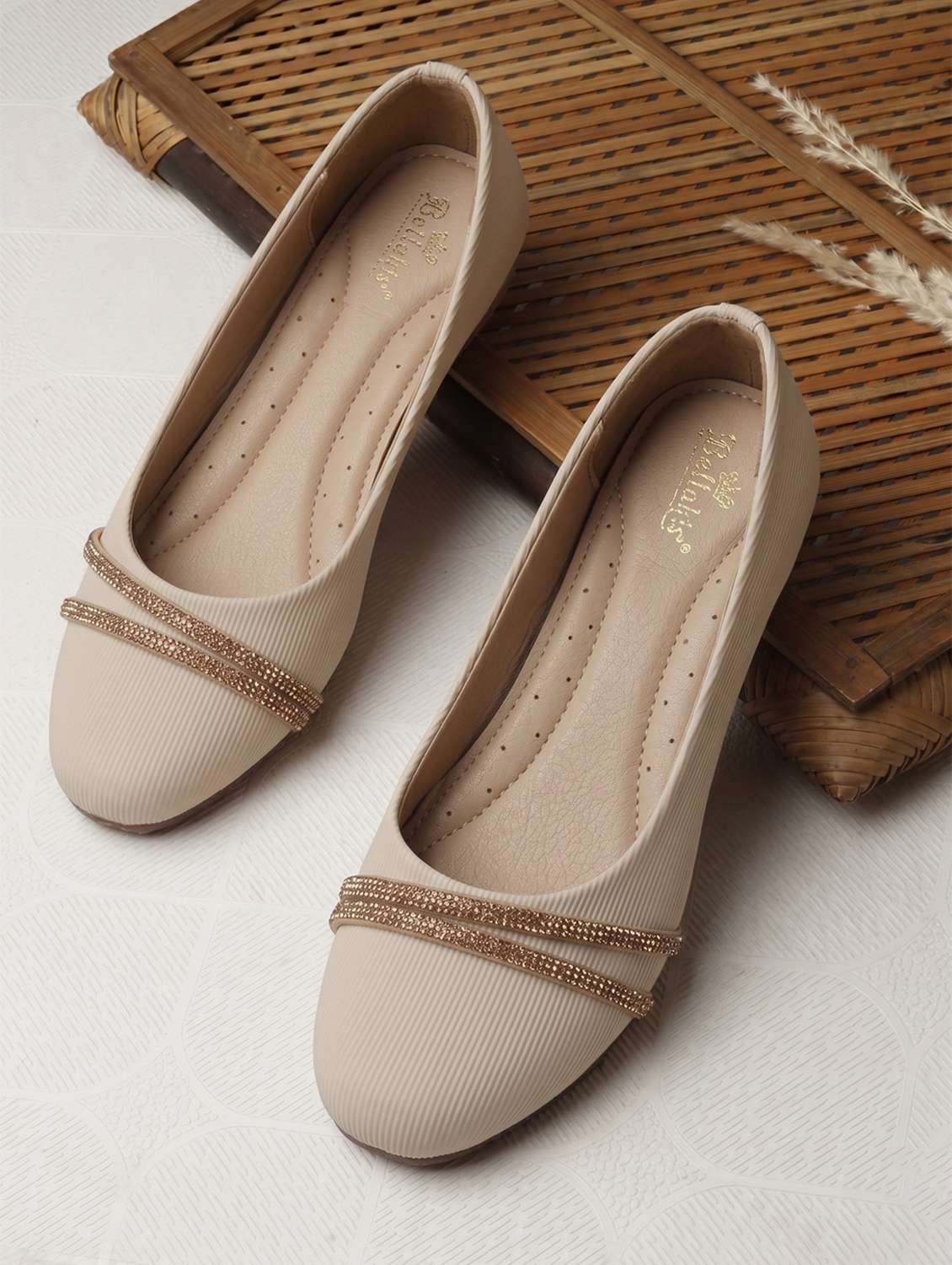 women embellished slip  on ballerina