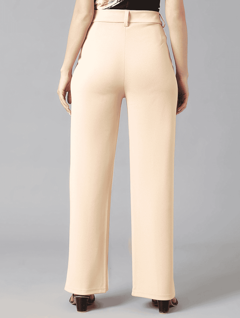 women solid high rise regular fit straight trouser - 22565271 -  Standard Image - 2