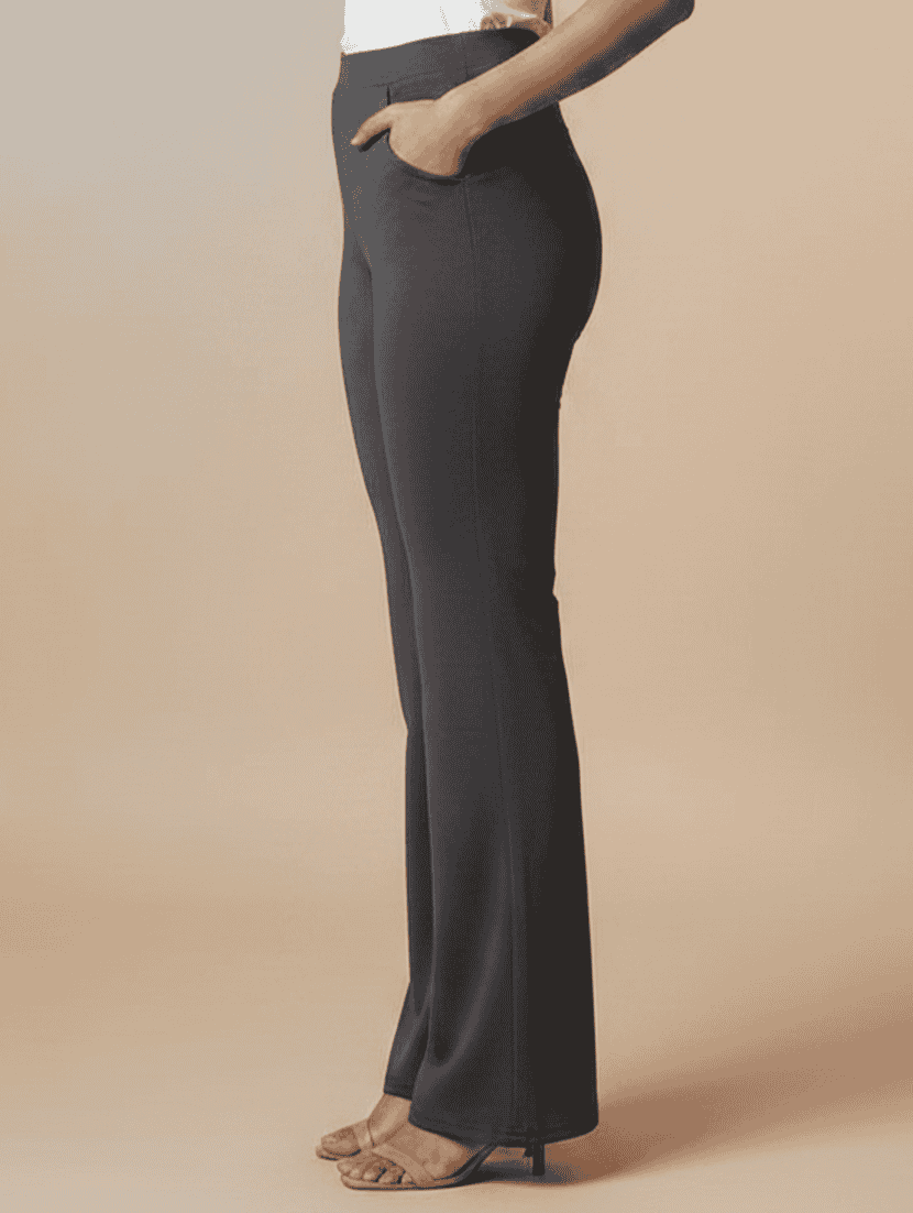 women solid high rise bootcut trouser - 22565274 -  Standard Image - 2