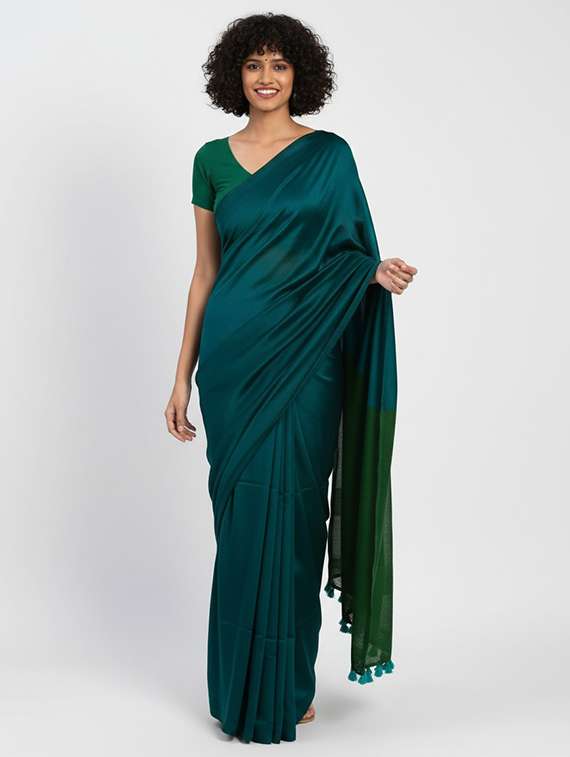 women solid handloom saree