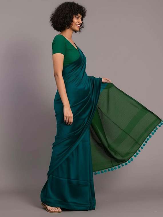 women solid handloom saree - 22565316 -  Standard Image - 2