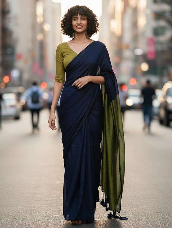 women solid handloom saree