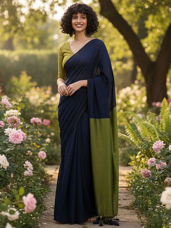 women solid handloom saree - 22565346 -  Standard Image - 2