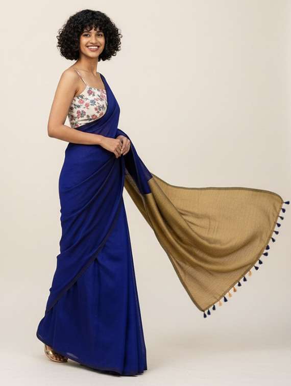 women solid handloom saree - 22565347 -  Standard Image - 2