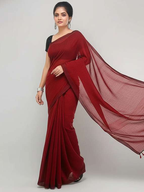 women solid handloom saree - 22565351 -  Standard Image - 2