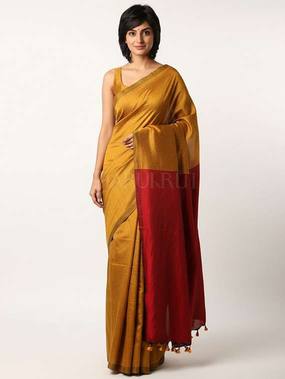 women solid handloom saree - 22565352 -  Standard Image - 2