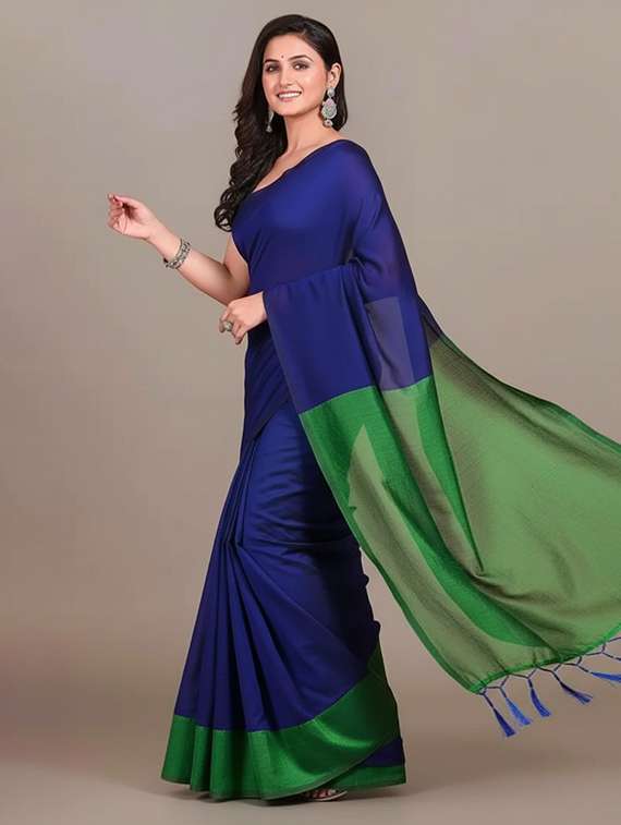 women solid handloom saree - 22565354 -  Standard Image - 2