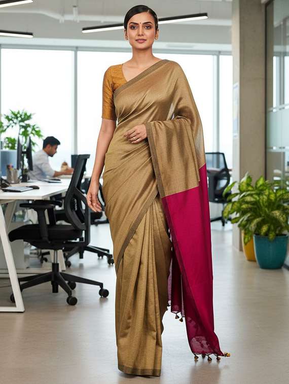 women solid handloom saree