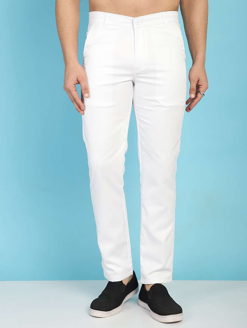 men solid mid rise slim fit chinos