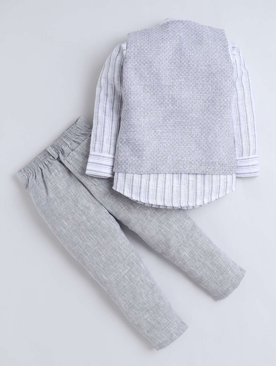 Grey Cotton Blend Suit Sets Twin & Dungaree - 22565410 -  Standard Image - 2