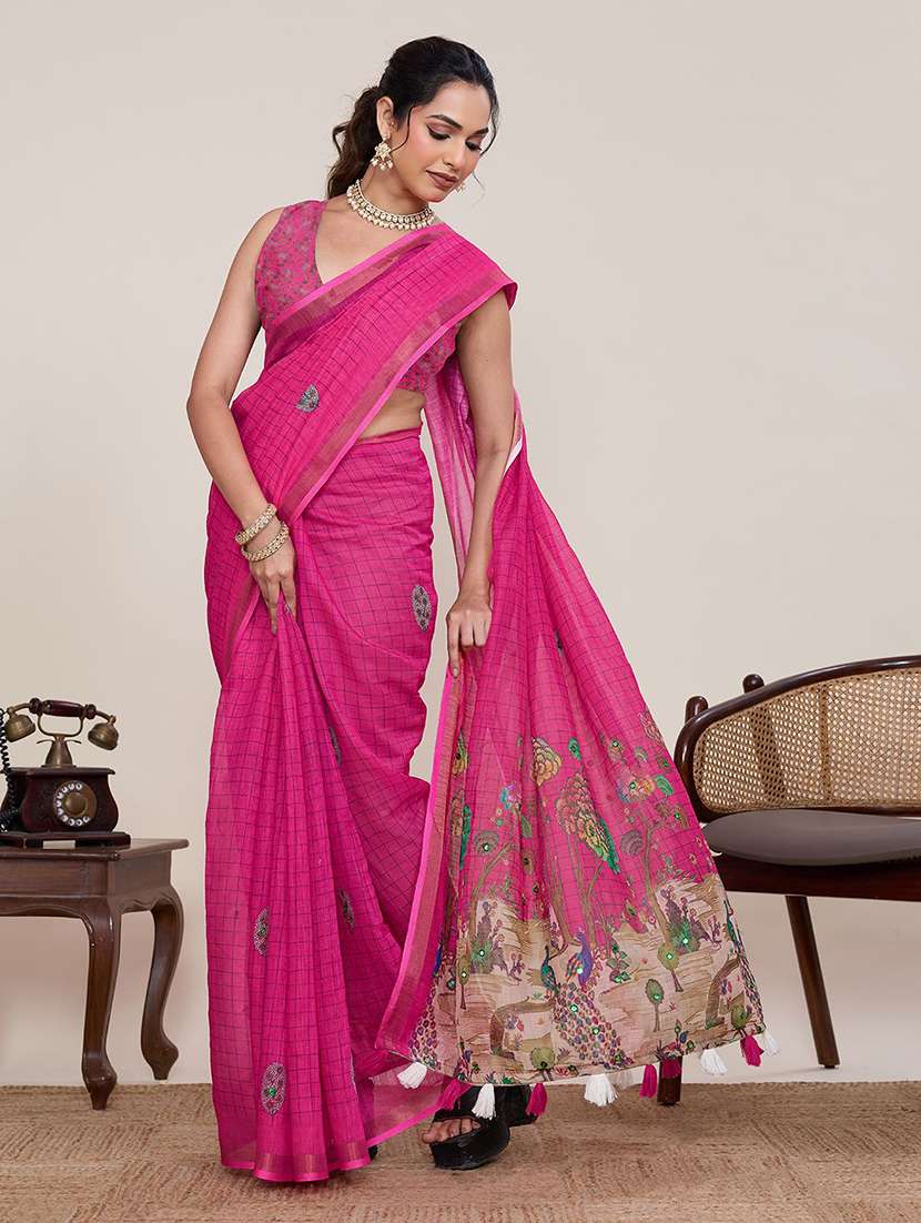 women printed casual wear saree with blouse - 22565633 -  Standard Image - 2